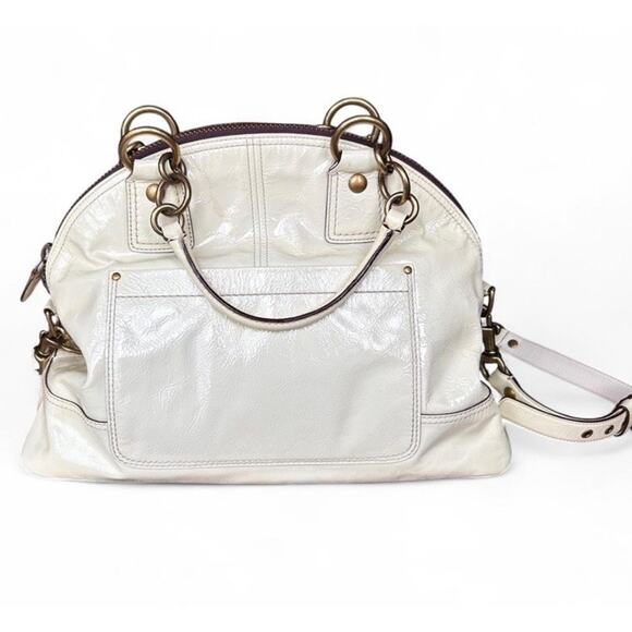 Y2K Coach Legacy Francine Ivory Patent Satchel Shoulder Bag Purse W/ Dust Bag - Picture 6 of 11